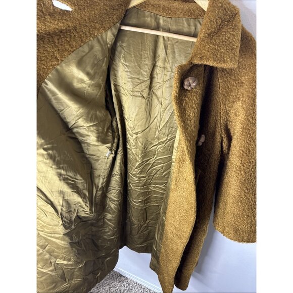 Vintage 1960s Mayfair Garment Montreal Bouclé Wool Coat Brown XL Mid Century - Picture 9 of 10